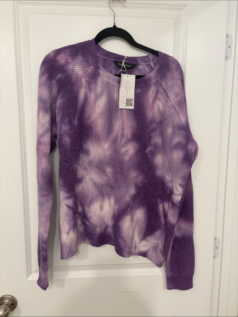 NWT DAVI & DANI Purple and White Tie-Dye Sweater